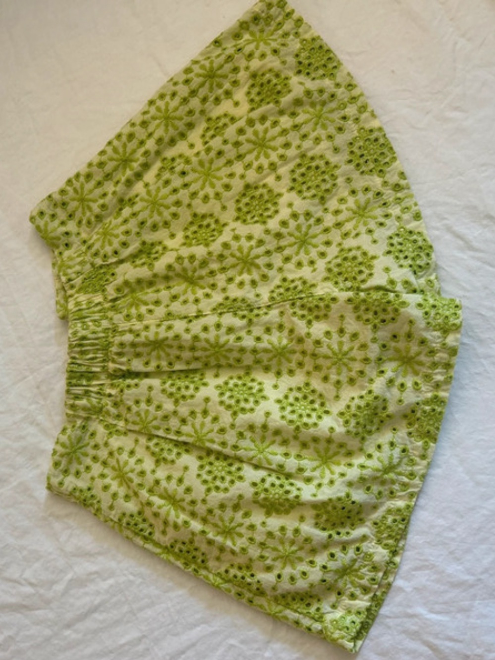 Zara Girls Lime Green Embroidered Eyelet A-Line Shorts Size 10